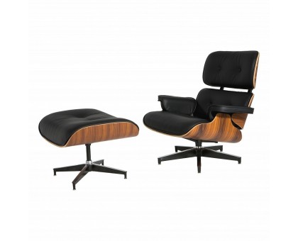 кресло Eames Lounge с оттоманкой (бежевый / кожа) арт.53133
